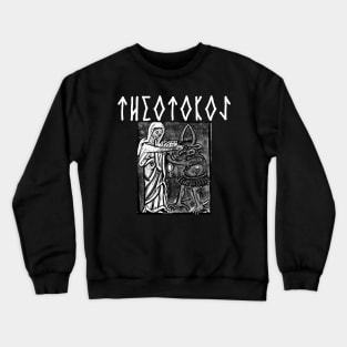 Virgin Mary Punching The Devil Metal Hardcore Punk Gothic Runes Crewneck Sweatshirt